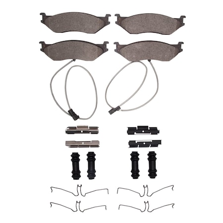Dynamic Friction Co 5000 Advanced Brake Pads - Semi Metallic and Hardware Kit, Long Pad Wear, Rear 1551-1066-21